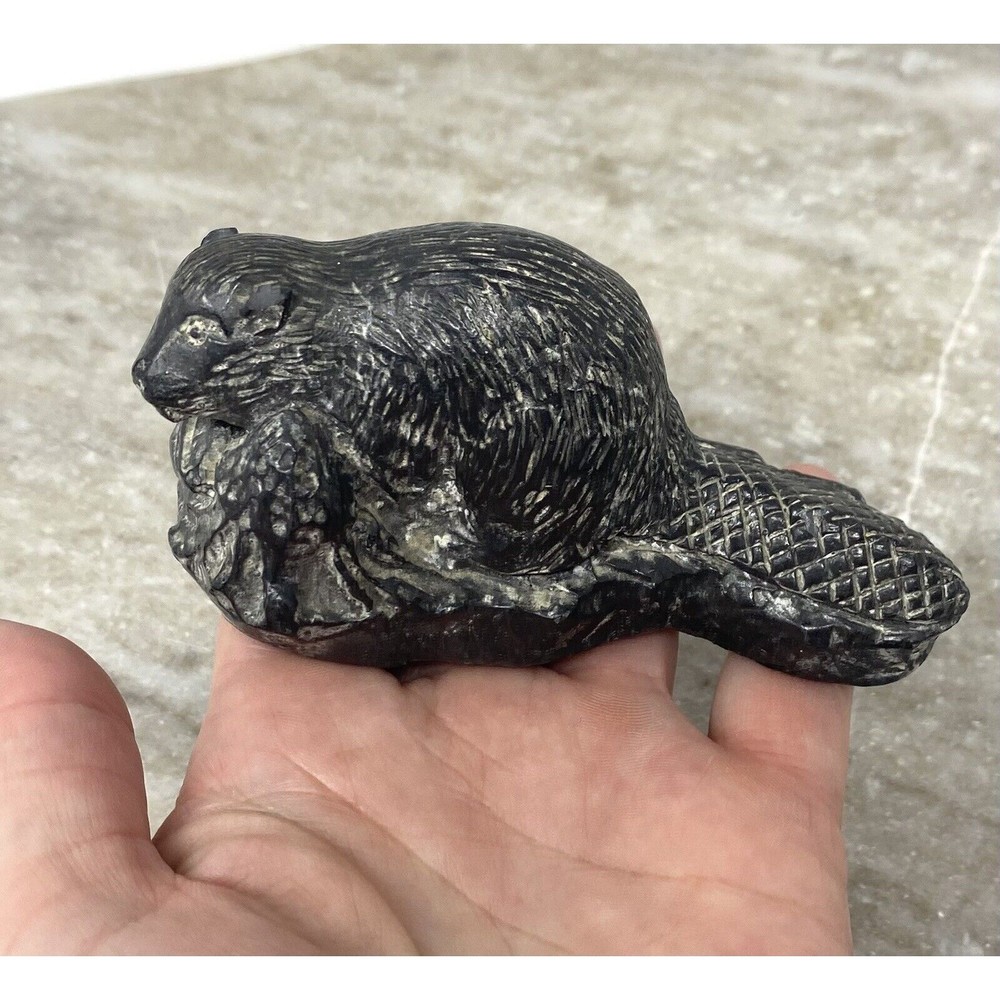 Beaver Figurine A Wolf Original Handmade Canada Animal Wildlife Soapstone